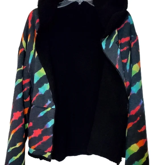 Victoria's Secret PINK Zebra Black Ombre Rainbow Tie Dye Sherpa Set - Picture 9 of 15